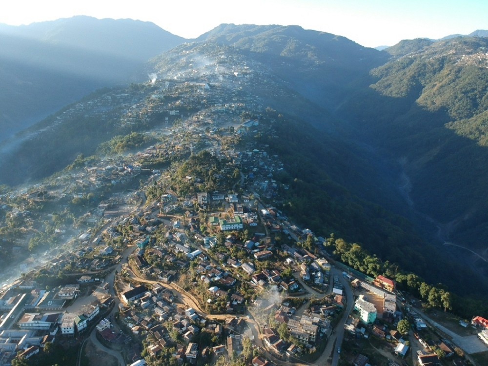Aerial view of Tuensang Town, the district Headquarter of the Tuensang. As of January 31, 2020 all villages under the district have road connectivity and mobile phone service, informs a Government of Nagaland report. (Photo Courtesy: Tuensang.nic.in)